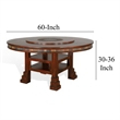 Pemberly Row Dining Table with Lazy Susan 2 Shelves 60 Inch Round Dark Brown