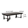 Pemberly Row Extendable Dining Table 76 to 112 Inch Top 6 Turned Legs Black