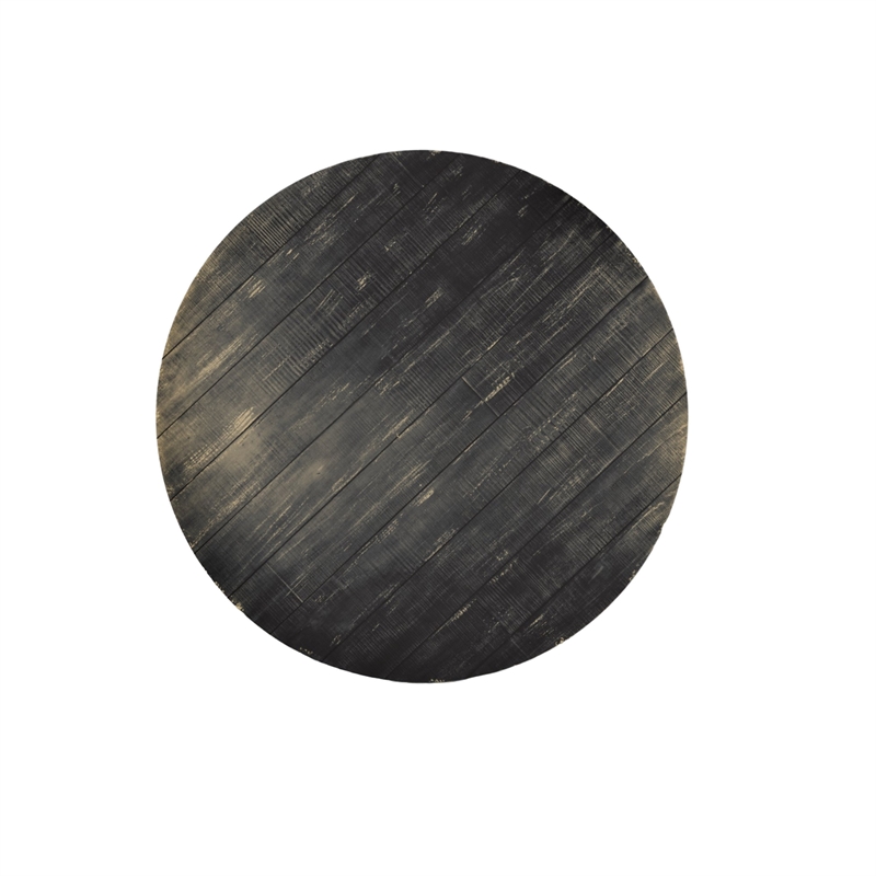 Pemberly Row Dining Table 54 Inch Round Planked in Black Smoke Mahogany Wood