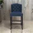 Pemberly Row Counter Height Chair 2Pc Tufted Wingback Nailhead Trim in Navy Blue