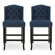 Pemberly Row Counter Height Chair 2Pc Tufted Wingback Nailhead Trim in Navy Blue