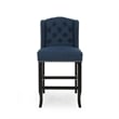 Pemberly Row Counter Height Chair 2Pc Tufted Wingback Nailhead Trim in Navy Blue