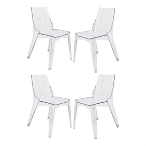Pemberly Row Outdoor Dining Chair Set of 4 Geometric Design Transparent Clear