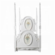 Pemberly Row Twin 4 Poster Princess Bed Classic Arched Headboard in White Wood
