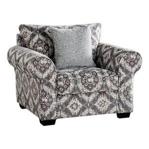 Pemberly Row Accent Chair 1 Throw Pillow Geometric in Gray White Polyester
