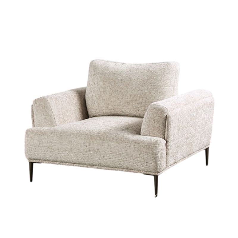Pemberly Row Accent Chair in Light Brown Chenille Attached Adjustable Back