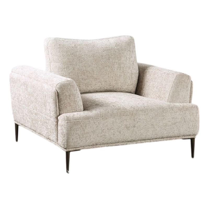 Pemberly Row Accent Chair in Light Brown Chenille Attached Adjustable Back