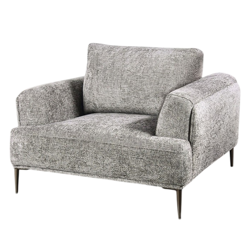 Pemberly Row Accent Club Chair in Gray Chenille Attached Adjustable Back Pillow