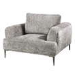 Pemberly Row Accent Club Chair in Gray Chenille Attached Adjustable Back Pillow