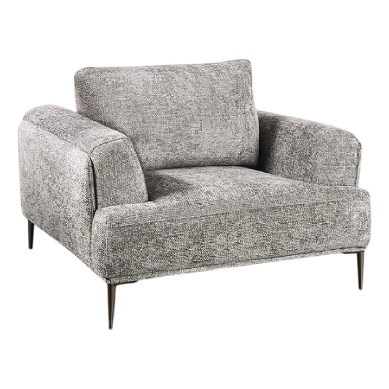 Pemberly Row Accent Club Chair in Gray Chenille Attached Adjustable Back Pillow
