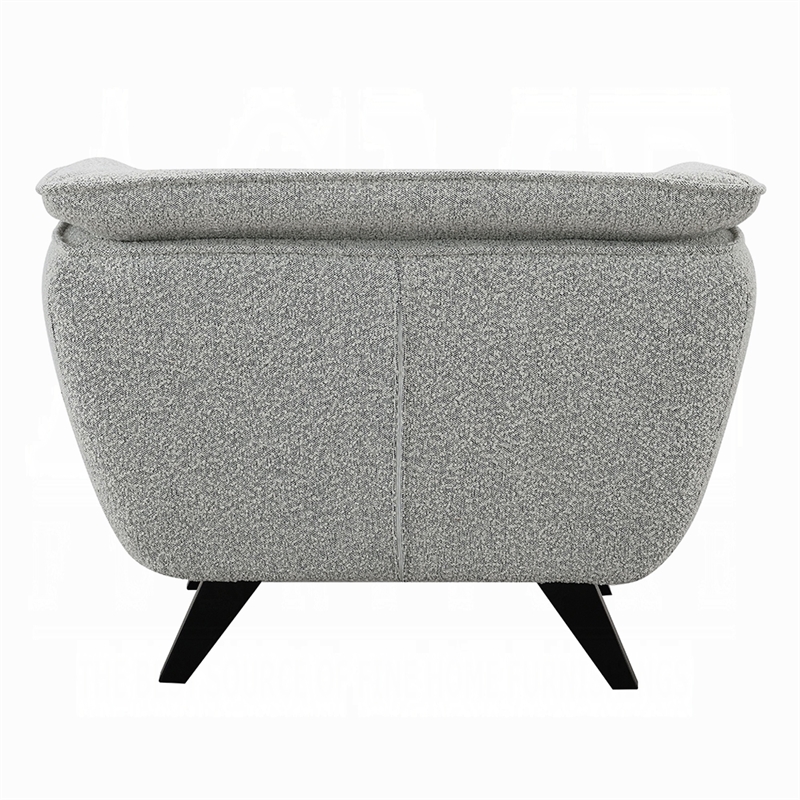 Pemberly Row Accent Armchair Rounded Back in Light Gray Boucle Solid Pine Wood