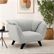 Pemberly Row Accent Armchair Rounded Back in Light Gray Boucle Solid Pine Wood