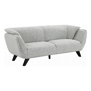Pemberly Row 86 Inch Sofa Rounded Back in Light Gray Boucle Solid Pine Wood