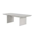 Pemberly Row 7 Pc Dining Table Set Extendable Leaf 6 Fabric Chairs in Gray Wood