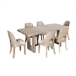Pemberly Row 7 Piece Dining Table Set Polyester Cushion Seats White Wash Wood