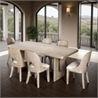 Pemberly Row 7 Piece Dining Table Set Polyester Cushion Seats White Wash Wood