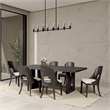 Pemberly Row 7 Pc Dining Table Set White Polyester Chairs in Ash Gray Rubberwood