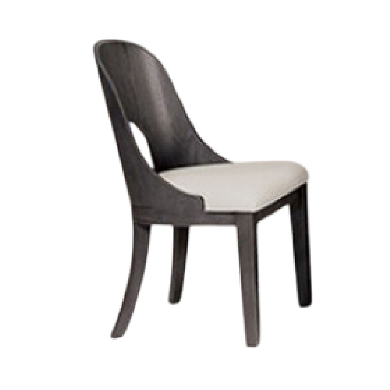 Pemberly Row 7 Pc Dining Table Set White Polyester Chairs in Ash Gray Rubberwood