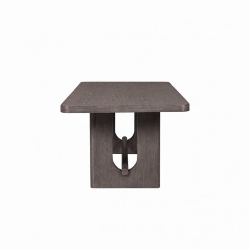 Pemberly Row 83 Inch Dining Table Pedestal Base in Dark Ash Gray Solid Wood