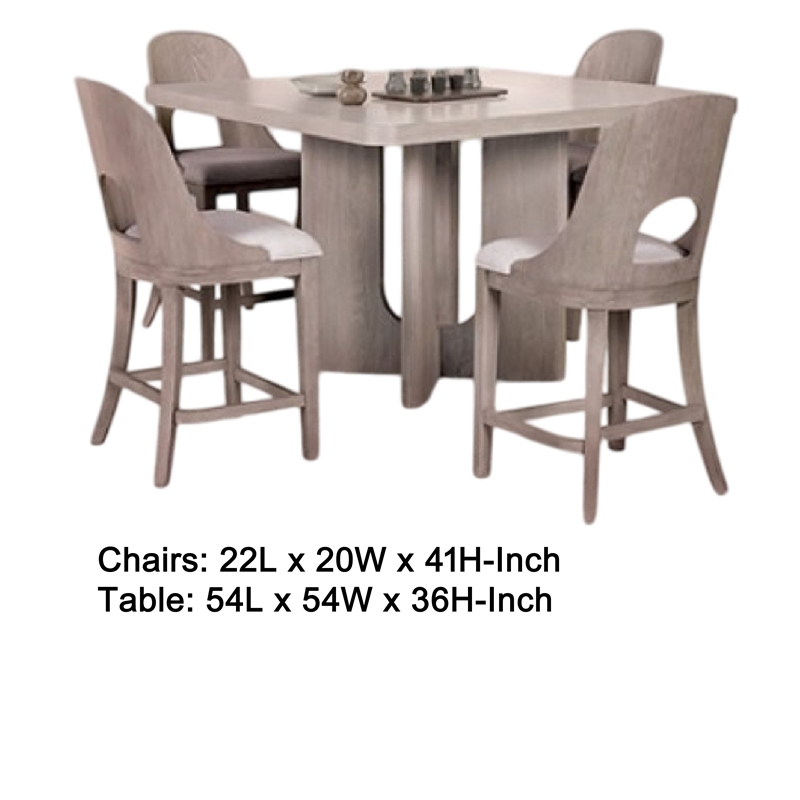 Pemberly Row 7 Piece Counter Height Dining Table Set 6 Seater White Wash Oak