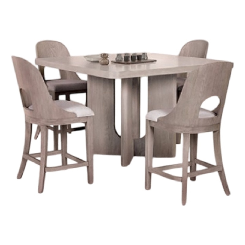 Pemberly Row 7 Piece Counter Height Dining Table Set 6 Seater White Wash Oak