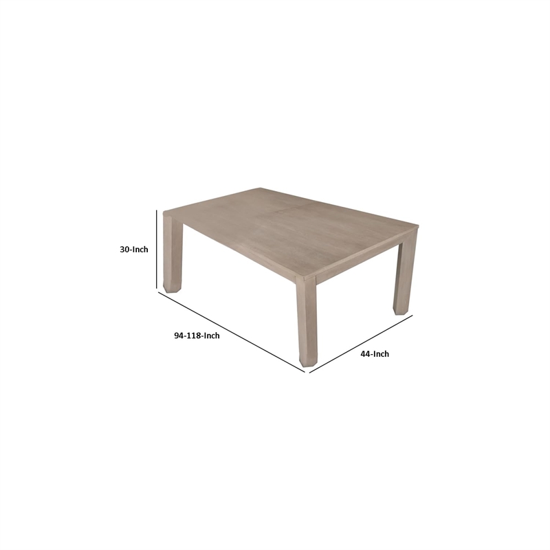 Pemberly Row 94 to 118 Inch Extendable Dining Table in Tawny Brown Rubberwood