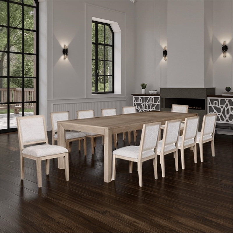 Pemberly Row 94 to 118 Inch Extendable Dining Table in Tawny Brown Rubberwood