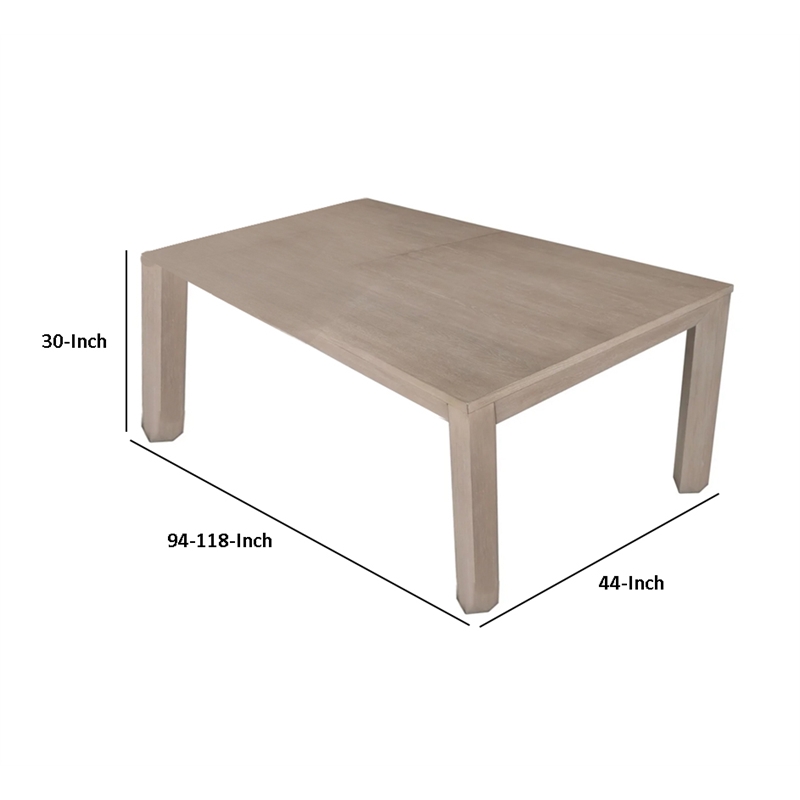 Pemberly Row 94 to 118 Inch Extendable Dining Table in Tawny Brown Rubberwood