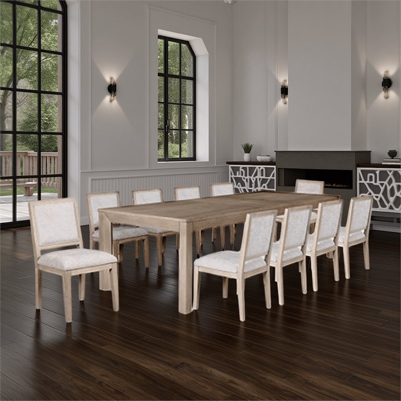 Pemberly Row 94 to 118 Inch Extendable Dining Table in Tawny Brown Rubberwood