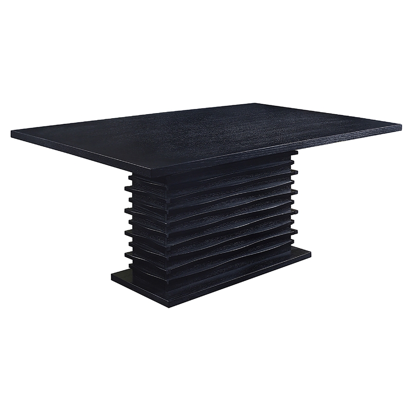 Pemberly Row 5 Piece Dining Table and 4 Chairs Set Black Pedestal Base Gray