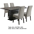 Pemberly Row 5 Piece Dining Table and 4 Chairs Set Black Pedestal Base Gray