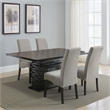 Pemberly Row 5 Piece Dining Table and 4 Chairs Set Black Pedestal Base Gray
