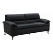 Pemberly Row 83 Inch Sofa in Sleek Black Top Grain Leather Bronze Metal