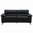 Pemberly Row 83 Inch Sofa in Sleek Black Top Grain Leather Bronze Metal