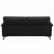 Pemberly Row 83 Inch Sofa in Sleek Black Top Grain Leather Bronze Metal