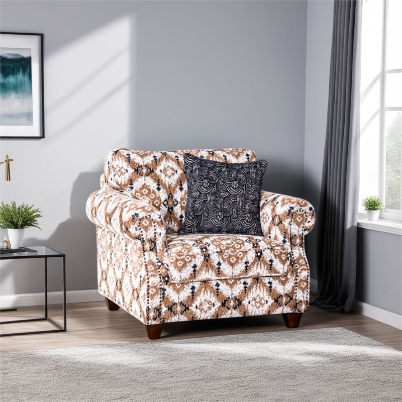 Pemberly Row Accent Club Chair Accent Throw Pillow in Brown Greige Polyester