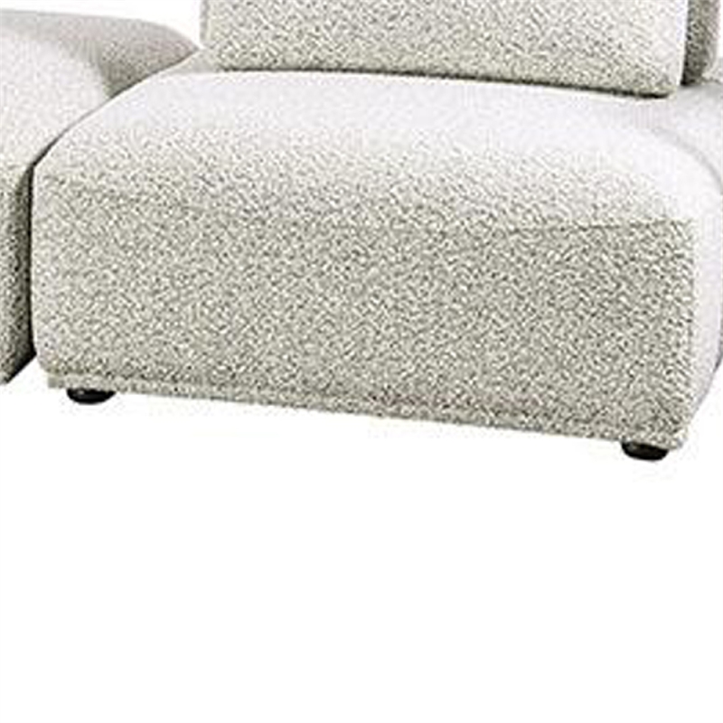 Pemberly Row 2 Seat Modular Sofa Square Ottoman in Gray Boucle Adjustable Back