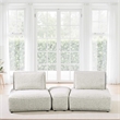 Pemberly Row Modular Curved 2 Seat Sofa Ottoman in Gray Boucle Adjustable Back