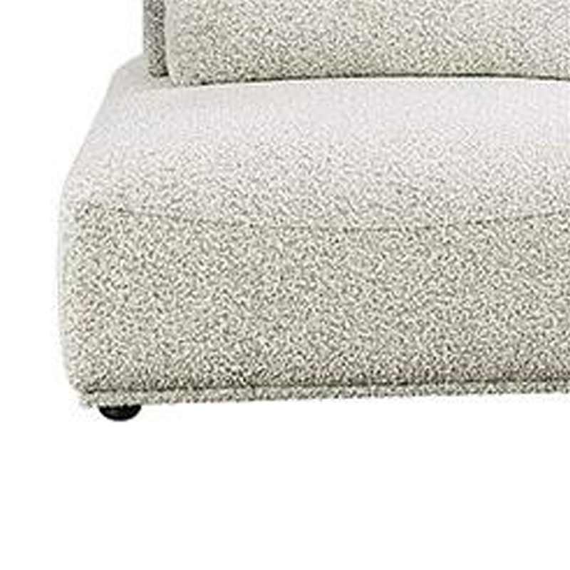 Pemberly Row Modular Curved 2 Seat Sofa Ottoman in Gray Boucle Adjustable Back