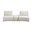 Pemberly Row Modular Curved 2 Seat Sofa Ottoman in Gray Boucle Adjustable Back