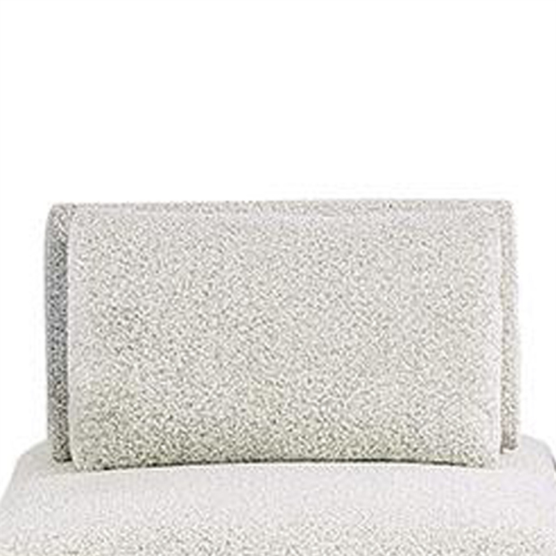 Pemberly Row Modular Curved 2 Seat Sofa Ottoman in Gray Boucle Adjustable Back