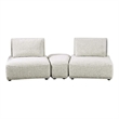 Pemberly Row Modular Curved 2 Seat Sofa Ottoman in Gray Boucle Adjustable Back