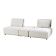 Pemberly Row Modular 2 Seat Sofa Small Ottoman in Light Gray Adjustable Back