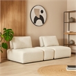 Pemberly Row Modular 2 Seat Sofa Small Ottoman in Light Gray Adjustable Back