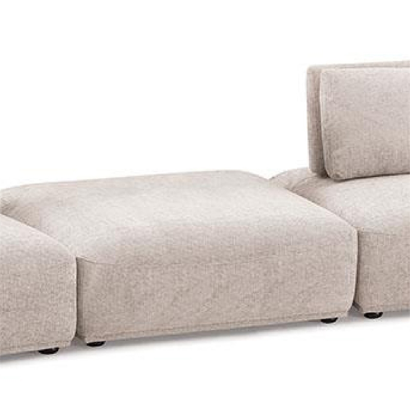 Pemberly Row 114 Inch Modular 2 Seat Sofa Square Ottoman in Light Brown Boucle