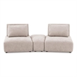 Pemberly Row Modular Curved 2 Seat Sofa in Light Brown Boucle Adjustable Back