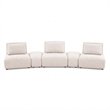 Pemberly Row Modular Curved 3 Seat Sofa in Light Brown Boucle Adjustable Backs