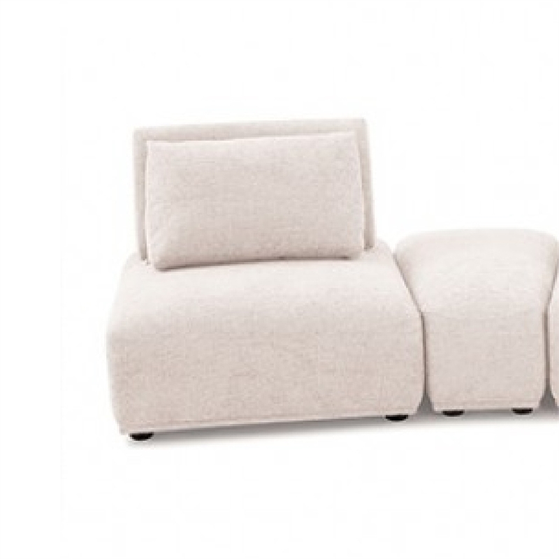Pemberly Row Modular Curved 3 Seat Sofa in Light Brown Boucle Adjustable Backs