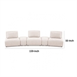 Pemberly Row Modular Curved 3 Seat Sofa in Light Brown Boucle Adjustable Backs
