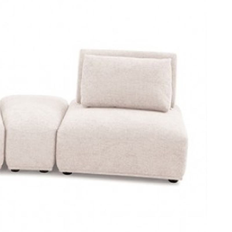 Pemberly Row Modular Curved 3 Seat Sofa in Light Brown Boucle Adjustable Backs